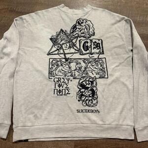 G59 Records Men's Grey and White Sweatshirt